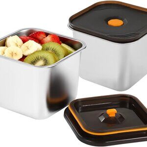 Stainless Steel Food Storage Containers with Lids, Leak-Proof Square Meal Prep